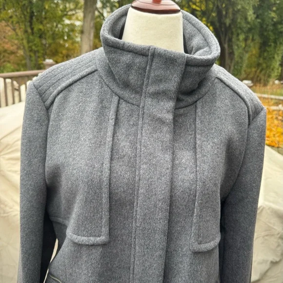 KARL LAGERFELD NWT WINTER ZIP AND SNAP COAT IN HEATHER GRAY XL - Picture 2 of 16